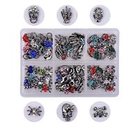 3D Halloween Nail Art Pendant, Vintage Skeleton Pendant, Spiders Ghosts Skull with Rhinestones for Lace Crafts, Halloween Art Jewellery