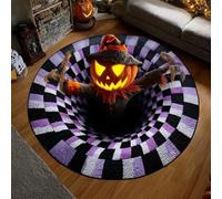 3D Halloween Round Rug - Non-slip 3D Optical Illusion Abyss Area Mat,80cm
