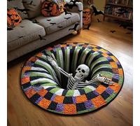 3D Halloween Rug, Candy Corn Abyss Quilted Round Mat, Halloween Optical Illusion Rug, Modern Home Decor Non-Slip Mats for Living Room Bedroom Party Home (Style A,40 * 40in)