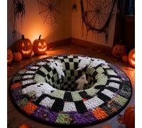 3D Halloween Rug,Candy Corn Abyss Quilted Round Mat, Halloween Optical Illusion Rugs, Decorative Rug with Depth Pattern in Halloween Theme, Soft & Durable Fabric Non-Slip Modern Home Decor (C,120cm)