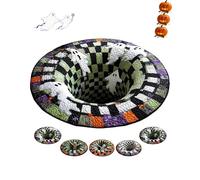 3D Halloween Rug, Candy Corn Abyss Rug, Optical Illusion 3D Effect Spooky Skeleton Carpet in Halloween Theme, for Living Room Bedroom Party Home Decor (a/24in)