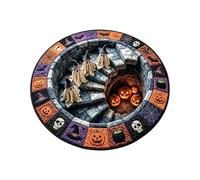 3D Halloween Rug Optical Illusion Haunted Staircase Plush Mat, 23.6 inch | Non-Slip Backing & Durable Fabric, Novelty Spooky Illusion Pattern Decor for Indoor Bedroom Holiday, Halloween Decorations