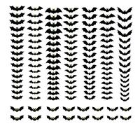 3D Halloween Wall Adhesive - Glow Eyes, Flying Bat Decals, 128 Pieces, Removable Scary Wall Decoration for Kitchen, Bathroom, Bedroom, Ceiling Window, Outdoor Haunted House