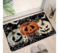 3D Halloween Welcome Floor Mat Ghost Pumpkin and Spider Web Suitable for Door Mat, Corridor Carpet, Home Decoration-50x80cm