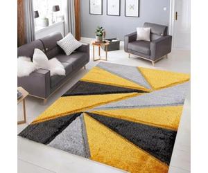 3D Hand Crafted Shaggy Rug Soft Fluffy Washable Carpet for Living Room Bedroom Hallway Runner Kitchen Office Home Décor Modern Anti-Slip Small Large Area Rug Indoor Floor Mat (Ochre, 160cm x 230cm)