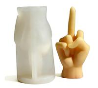 3D Hand Gesture Silicone Mold Candle Mold Middle Finger Resin Casting Mould for DIY Candles, Soap & Resin Crafts, Novelty Gag Gift, Food-Grade BPA-Free Reusable (White)