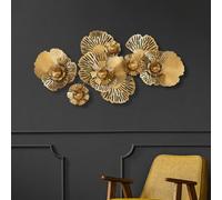 3D Handmade den Ginkgo Leaf Metal Wall Art Decor, Wrought Iron Sculpture Natural Home for Living Room Bedroom Office Home Hotel
