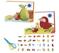 3D Handmade Origami Book, Easy Handmade Craft 3D Paper Models, Fun DIY Paper Craft Kit for Home Decor, Bookshelf Decoration (Animal Fruit)