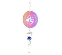 3D Hanging Rotating Wind Chimes, Metal Wind Spinner 6 Inch Wind spinners Garden Rainbow Tree of Life Wind Sculptures Spinner With Ball Spiral Tail For Indoor Outdoor Garden, 15cm, Stainless Steel