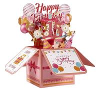 3D Happy Birthday Pop up Card Universal, Creative 3D Greeting Card with Envelope, Perfect Birthday Card for Women/Mom/Daughter/Grandma/Wife/Friends, Keepsake Birthday Gift Card