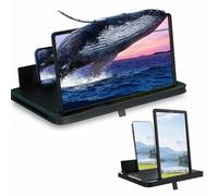 3D HD Phone Screen Magnifier, Mobile Phone Magnifier Projector Screen with Portable Folding Stand Holder, Foldable Screens Amplifier Mobile Phones Magnifying Screen for Movies, Gaming (Black)