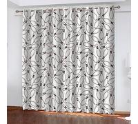 3D Hd Print Cartoon White Bowling Ball Pattern Curtains With Holes For Thermal Insulation And Noise Isolation Living Room Bedroom Hotel Office Windo