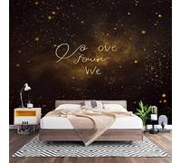 3D HD Printin Photo Wallpaper W350 x H256cm, Romantic Golden Couple Theme Antifouling Non-Woven Photo Mural Stickers Black Large Wall Mural Wallpaper for Bedroom Sofa TV Background Wall
