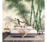 3D HD Printin Photo Wallpaper W450 x H315cm, Chinese Bamboo Jungle Painting Antifouling Non-Woven Photo Mural Stickers Light Color Large Wall Mural Wallpaper for Bedroom Sofa TV Background Wall