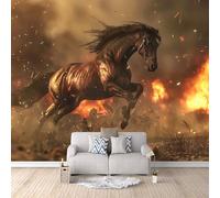 3D HD Printing Wallpapers Brown Horse 200x140cm,Large Wall Mural Flames of War,Murals Suitable for Bedroom, Living Room, Children's Room, Home Decoration,TV Background Wall
