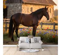 3D HD Printing Wallpapers Brown Horse 200x140cm,Large Wall Mural Flowers,Murals Suitable for Bedroom, Living Room, Children's Room, Home Decoration,TV Background Wall