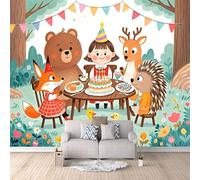 3D HD Printing Wallpapers Cartoon Animal Party 300x210cm,Large Wall Mural Forest,Murals Suitable for Bedroom, Living Room, Children's Room, Home Decoration,TV Background Wall