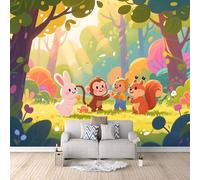 3D HD Printing Wallpapers Cartoon Animal Party 300x210cm,Large Wall Mural Forest,Murals Suitable for Bedroom, Living Room, Children's Room, Home Decoration,TV Background Wall