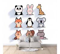 3D HD Printing Wallpapers Cartoon Giraffe Raccoon 300x210cm,Large Wall Mural Fox Penguin,Murals Suitable for Bedroom, Living Room, Children's Room, Home Decoration,TV Background Wall