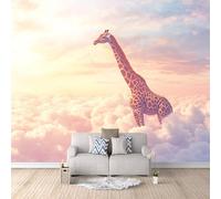3D HD Printing Wallpapers Fantasy Giraffe 300x210cm,Large Wall Mural White Cloud Sunset,Murals Suitable for Bedroom, Living Room, Children's Room, Home Decoration,TV Background Wall