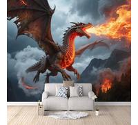 3D HD Printing Wallpapers Fire Dragon 400x280cm,Large Wall Mural,Murals Suitable for Bedroom, Living Room, Children's Room, Home Decoration,TV Background Wall