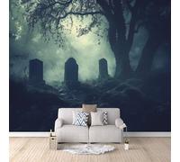 3D HD Printing Wallpapers Forest Tombstone 300x210cm,Large Wall Mural Fear,Murals Suitable for Bedroom, Living Room, Children's Room, Home Decoration,TV Background Wall