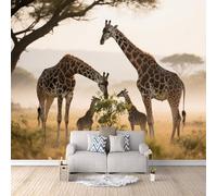 3D HD Printing Wallpapers Giraffe Family 400x280cm,Large Wall Mural Grassland,Murals Suitable for Bedroom, Living Room, Children's Room, Home Decoration,TV Background Wall