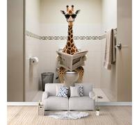 3D HD Printing Wallpapers Giraffe Reading Newspaper 200x140cm,Large Wall Mural Bathroom,Murals Suitable for Bedroom, Living Room, Children's Room, Home Decoration,TV Background Wall