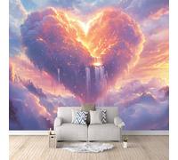 3D HD Printing Wallpapers Heart-Shaped Clouds 200x140cm,Large Wall Mural Fall,Murals Suitable for Bedroom, Living Room, Children's Room, Home Decoration,TV Background Wall