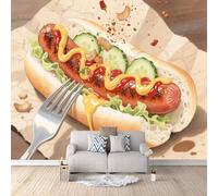 3D HD Printing Wallpapers Hot Dog 200x140cm,Large Wall Mural Sausage,Murals Suitable for Bedroom, Living Room, Children's Room, Home Decoration,TV Background Wall