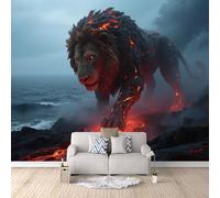3D HD Printing Wallpapers Lion Animal 300x210cm,Large Wall Mural Magma,Murals Suitable for Bedroom, Living Room, Children's Room, Home Decoration,TV Background Wall