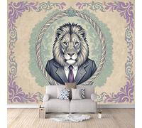 3D HD Printing Wallpapers Lion in A Suit 300x210cm,Large Wall Mural,Murals Suitable for Bedroom, Living Room, Children's Room, Home Decoration,TV Background Wall