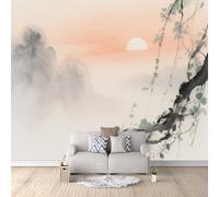 3D HD Printing Wallpapers Mountains Sunset 200x140cm,Large Wall Mural Chinese Style Painted,Murals Suitable for Bedroom, Living Room, Children's Room, Home Decoration,TV Background Wall