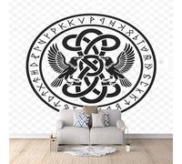 3D HD Printing Wallpapers Nordic Crow 200x140cm,Large Wall Mural Runes,Murals Suitable for Bedroom, Living Room, Children's Room, Home Decoration,TV Background Wall