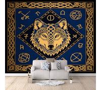 3D HD Printing Wallpapers Nordic Wolf 300x210cm,Large Wall Mural Runes,Murals Suitable for Bedroom, Living Room, Children's Room, Home Decoration,TV Background Wall