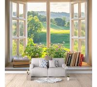 3D HD Printing Wallpapers Prairie Flowers 200x140cm,Large Wall Mural Scenery Outside The Window,Murals Suitable for Bedroom, Living Room, Children's Room, Home Decoration,TV Background Wall
