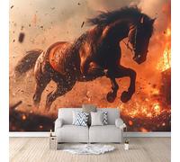 3D HD Printing Wallpapers Running War Horse 200x140cm,Large Wall Mural Flame,Murals Suitable for Bedroom, Living Room, Children's Room, Home Decoration,TV Background Wall