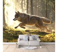 3D HD Printing Wallpapers Running Wolf 400x280cm,Large Wall Mural Forest,Murals Suitable for Bedroom, Living Room, Children's Room, Home Decoration,TV Background Wall