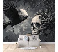 3D HD Printing Wallpapers Skull Raven 300x210cm,Large Wall Mural Gothic,Murals Suitable for Bedroom, Living Room, Children's Room, Home Decoration,TV Background Wall