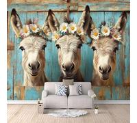 3D HD Printing Wallpapers Three Donkeys 400x280cm,Large Wall Mural Wreath,Murals Suitable for Bedroom, Living Room, Children's Room, Home Decoration,TV Background Wall