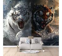 3D HD Printing Wallpapers Tiger Fight 400x280cm,Large Wall Mural Sea Lightning,Murals Suitable for Bedroom, Living Room, Children's Room, Home Decoration,TV Background Wall