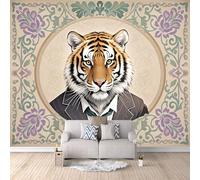 3D HD Printing Wallpapers Tiger in A Suit 200x140cm,Large Wall Mural,Murals Suitable for Bedroom, Living Room, Children's Room, Home Decoration,TV Background Wall
