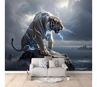 3D HD Printing Wallpapers Tiger Lightning 300x210cm,Large Wall Mural Sea,Murals Suitable for Bedroom, Living Room, Children's Room, Home Decoration,TV Background Wall