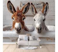 3D HD Printing Wallpapers Two Donkeys 300x210cm,Large Wall Mural Tub,Murals Suitable for Bedroom, Living Room, Children's Room, Home Decoration,TV Background Wall