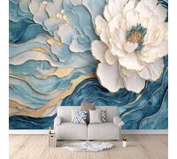 3D HD Printing Wallpapers White Flowers 200x140cm,Large Wall Mural Gilded Peony,Murals Suitable for Bedroom, Living Room, Children's Room, Home Decoration,TV Background Wall