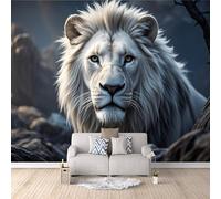 3D HD Printing Wallpapers White Lion 300x210cm,Large Wall Mural Animal,Murals Suitable for Bedroom, Living Room, Children's Room, Home Decoration,TV Background Wall