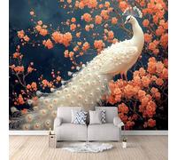 3D HD Printing Wallpapers White Peacock 400x280cm,Large Wall Mural Flowers,Murals Suitable for Bedroom, Living Room, Children's Room, Home Decoration,TV Background Wall