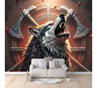 3D HD Printing Wallpapers Wolf 200x140cm,Large Wall Mural Nordic Battle Axe,Murals Suitable for Bedroom, Living Room, Children's Room, Home Decoration,TV Background Wall