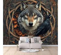 3D HD Printing Wallpapers Wolf 200x140cm,Large Wall Mural Norse Runes,Murals Suitable for Bedroom, Living Room, Children's Room, Home Decoration,TV Background Wall