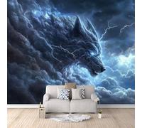 3D HD Printing Wallpapers Wolf 300x210cm,Large Wall Mural Dark Clouds and Lightning,Murals Suitable for Bedroom, Living Room, Children's Room, Home Decoration,TV Background Wall